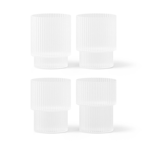 Ferm LIVING Poháre Ripple Frosted 250 ml – set 4 ks