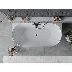 MEXEN/S - Oval Sim voľne stojaca vaňa nástenná 170 x 80, biela/sivá, sifón a prepad čierna 52661708062-70
