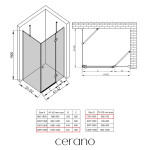 CERANO - Sprchovací kút Marino L/P - 6 mm - chróm, transparentné sklo - 120x70x190 - pántový CER-422832