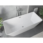 MEXEN/S - Velo Slim voľne stojaca vaňa 170 x 75, biela, sifón a prepad chróm 52811707500-01
