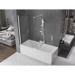 MEXEN/S - Velar Dvojkrídlová posuvná vaňová zástena 180 x 150, transparent, biela 896-180-000-01-20