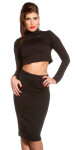 Sexy KouCla Crop Top dlhým rukávom Belly Free black