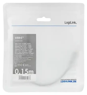 LogiLink USB-C - HDMI čierna / Redukcia / USB 3.2 Gen1 / 4K 60Hz / 0,15 m (CUA0103)