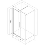 MEXEN/S - Velár sprchovací kút, posuvné dvere 160 x 80, grafit, zlato 871-160-080-41-50