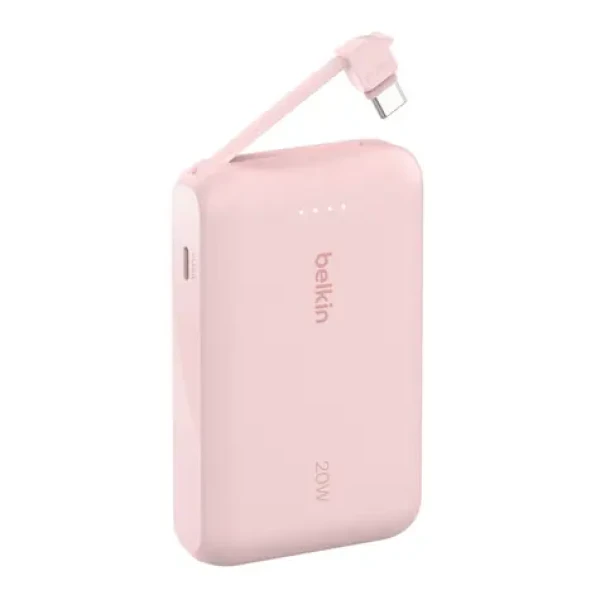 Belkin BOOST CHARGE PowerBanka 10000mAh + integrovaný kábel ružová / 20W PD / USB-C (BPB021hqPK)