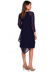 Dámske šifónové šaty s asymetrickým lemom S159 - tmavomodré - Stylove L-40