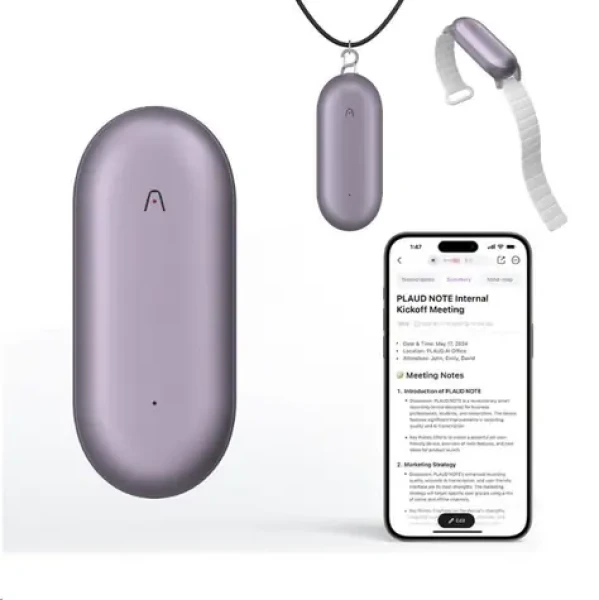 PLAUD Note Pin Purple - AI hlasový záznamník (2025) / Diktafón / Kapacita 64 GB / Výdrž batérie 20 h / BT / USB / WiFi (NotePin Sunset Purple (25))