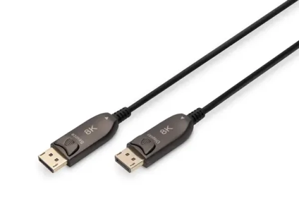 Digitus AK-340107-100-S čierna / DisplayPort kábel / Aktívny optický / 8K 60 Hz / 32,4 Gbps / DP 1.4 / 10 m (AK-340107-100-S)