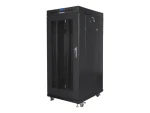 Lanberg Rack 27U čierna / Stojanový rozvádzač / 19" / 600x800 mm / Flat pack / Perforované dvere / LCD (FF01-6827-23BL)