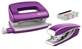 Leitz WOW Set mini zošívačky a dierovačky purpurová / zošívanie: až 10 listov (55612062)