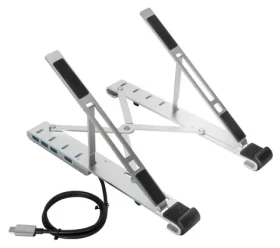 Targus Prenosný stojan na notebook s USB hubom strieborná / Stojan na notebook / USB-C / 4X USB-A / hliník (AWU100205GL)
