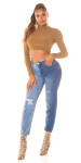 Sexy Highwaist Bi-Color Mom Jeans Used Look denimblue