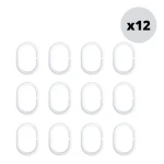 MSV sada 12 ks krúžkov na sprchové závesy biela / Krúžky na sprchové závesy / polypropylén / 5,8 x 3,8 cm