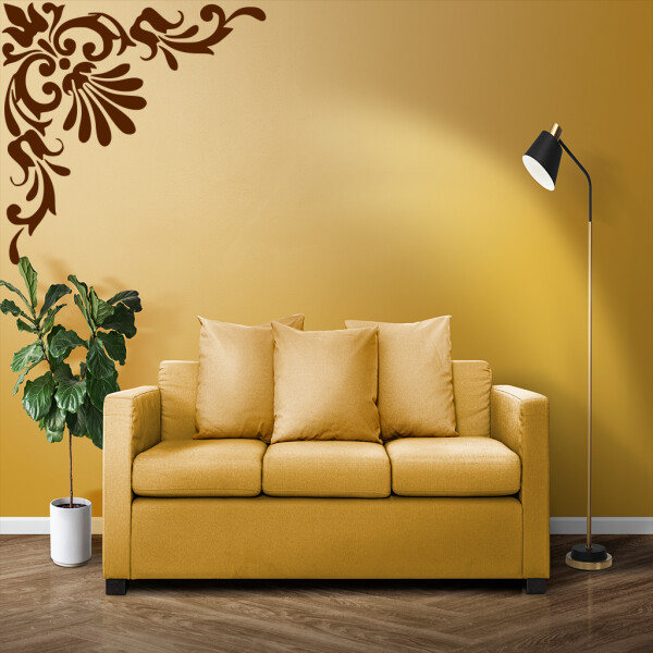 Veselá Stena Samolepka Ornament do rohu Farba: hnědá, Veľkosť: 100 x 100 cm