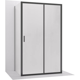 CERANO - Trojstenný sprchovací kút Varone LINE UL/P - 6 mm - čierna matná, mliečne sklo - 160x70 - posuvný CER-DY505-90223