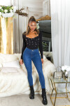 Sexy Highwaist Skinny Jeans with glitter detail denimblue