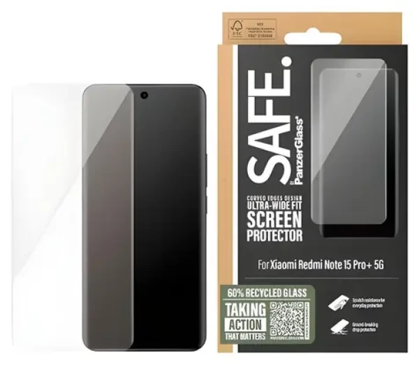 PanzerGlass SAFE Ultra-Wide Fit priehľadné / Ochranné sklo / XIAOMI Redmi Note 15 Pro + 5G / Plne nalepovacie (PAN001516)