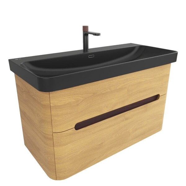 Kúpeľňová skrinka s umývadlom SAT Fusion 97,5x53x45 cm dub medový mat SATFUS2100DMBKMB SATFUS2100DMBKMB