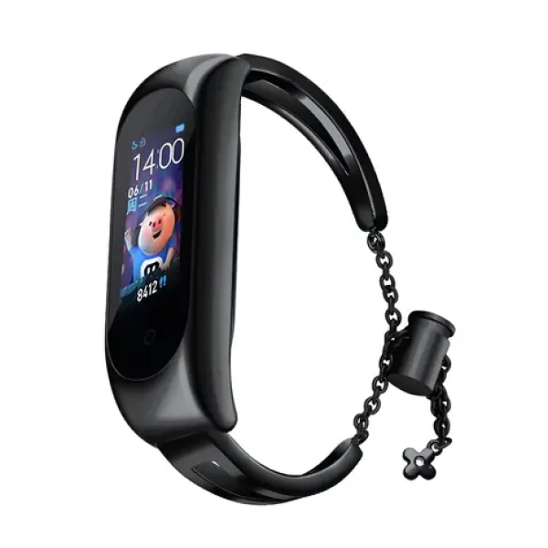 Hurtel Kovový remienok pre XIAOMI Mi Band 3/4/5/6 čierna / Remienok / XIAOMI Mi Band / nerezová oceľ