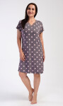 Dámska nočná košeľa s krátkym rukávom Polka dot hnědá 1XL