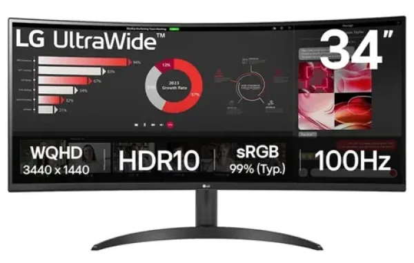 34" LG UltraWide 34WR50QK-B / VA / 3440x1440 / 21:9 / 3000:1 / 5ms / 300cd-m2 / HDMI / DP / VESA (34WR50QK-B.AEU)