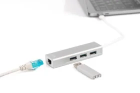 Digitus DA-70255 biela / USB-C húb / Gigabit Ethernet / 3x USB-A 3.2 Gen 1 (DA-70255)