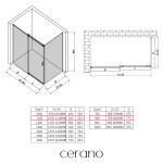 CERANO - Sprchovací kút Santoro Ľ/P - 8 mm - čierna matná, transparentné sklo - 110x80x195 - posuvný CER-8050BD7323