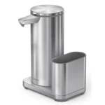 Simplehuman Bezdotykový dávkovač mydla + držiak na hubku nerez / 414 ml / nabíjací / IP67 (838810025735)