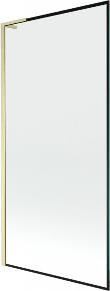 MEXEN/S - Next L vaňová zástena FIX 90 x 150, čierna vzor, zlatá kartáčovaná 895-090-000-03-70-55