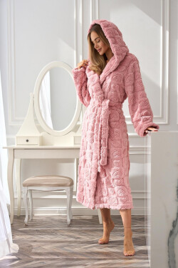 L&L 2554 Valentine dlhý S-2XL dámsky župan pudrově růžová L-170/102/110