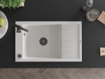 MEXEN/S MEXEN/S - Elias granitový drez 1 s odkvapkávačom 795 x 480 mm, biela, + čierny sifón 6511791005-20-B