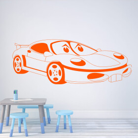 Veselá Stena Samolepka Detské autíčko Porsche Farba: oranžová, Veľkosť: 40 x 18 cm