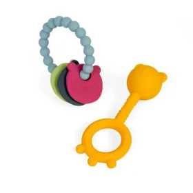 Bigjigs Toys Hrkálka a hryzátko 2 v 1 a hryzací krúžok Medvedík / od 0 rokov (BJ37017)