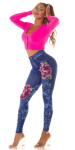 Sexy Jeanslook Leggings with floral print denimblue Einheitsgroesse