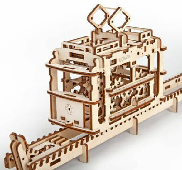 Ugears 3D drevené mechanické puzzle Kabínová lanovka s traťou