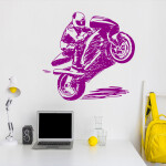 Veselá Stena Samolepka Kreslený motorkár Farba: béžová, Veľkosť: 60 x 63 cm