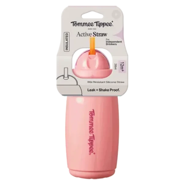 Tommee Tippee Active hrnček so slamkou 266 ml 12m+ ružová (448017-T)