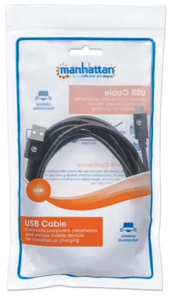 Manhattan kábel USB-C - USB-A čierna / Kábel / USB 2.0 / 480 Mbit/s / 3 m (354936)