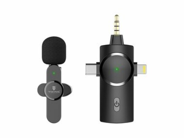 Viking bezdrôtový mikrofón s klipom M360 / konektor USB-C/Lightning/3.5mm Jack / 20Hz-20000Hz (VM3603IN1)