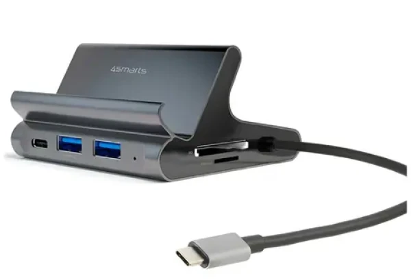 4smarts HUB 7v1 šedá / USB-C hub so stojanom / 7 portov / HDMI 4K / USB-C PD 100W / DeX-Mode (456337)