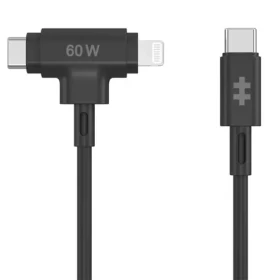 Hyper HyperJuice Nabíjací hybridný kábel Silicone 60W USB-C (M) - Lightning 1.5m čierna (HJ4010BKGL)