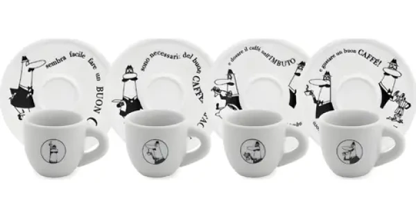 Bialetti Carousel / Set hrnčekov na espresso s tanierikom / 4 ks (Y0TZ033)
