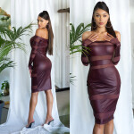 Sexy KouCla Wetlook dress JLo Lookwith mesh Einheitsgroesse