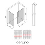 CERANO - Sprchová zástena Walk-in Crystal TL/P - 10 mm - bezvzperový systém - čierna matná, grafitové sklo - 130x120x200 CER-8050BD80775