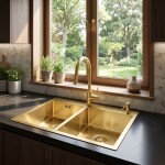 REA - Oceľový drez Toby BRUSH GOLD bez kuchynskej batérie ZLE-06415