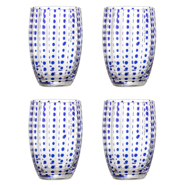 Bloomingville Poháre Brinley Blue 350 ml – sada 4 ks