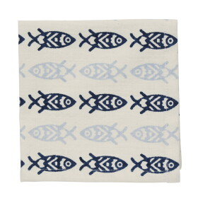 MADAM STOLTZ Bavlnený obrúsok Blue Fishes – set 4 ks