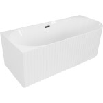 MEXEN/S - Gia voľne stojaca rohová vaňa reliéf ľavá 150 x 75, biela lesk, sifón a prepad čierna 52701507500L-70