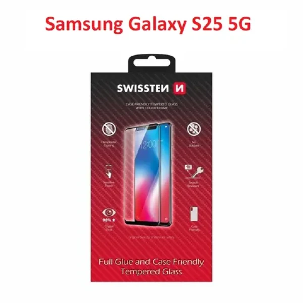 Swissten FULL GLUE COLOR FRAME CASE FRIENDLY sklo pre Samsung S931B Galaxy S25 5G čierna (54501870)