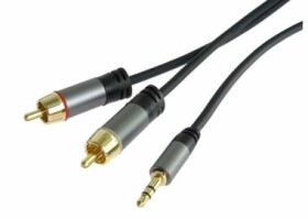 PremiumCord HQ tienený kábel stereo Jack 3.5mm-2xCINCH samec-samec 3m (kjqcin3)